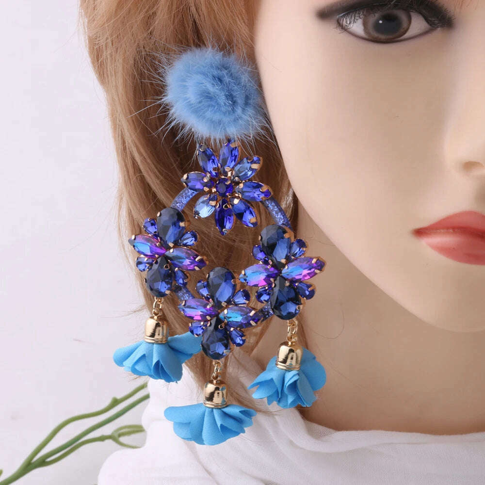 Fashion Big Earrings Metal Dangle Bohemian Eye Tassel Earrings Crystal Large Retro Long Brinco Ear Oorbellen Jewelry Wholesale