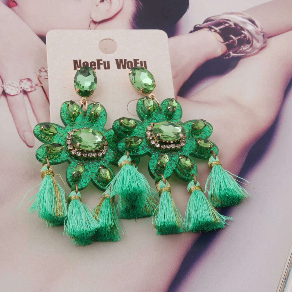 Fashion Big Earrings Metal Dangle Bohemian Eye Tassel Earrings Crystal Large Retro Long Brinco Ear Oorbellen Jewelry Wholesale