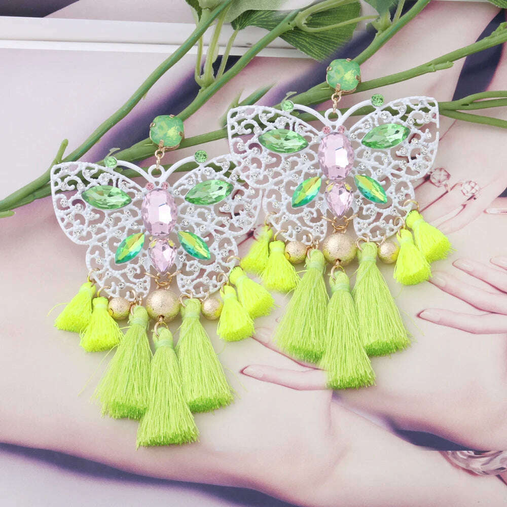 Fashion Big Earrings Metal Dangle Bohemian Eye Tassel Earrings Crystal Large Retro Long Brinco Ear Oorbellen Jewelry Wholesale