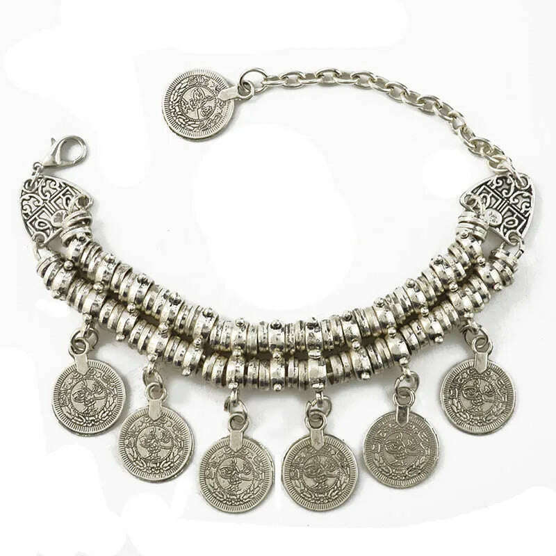 Fashion Ethnic Couple Bracelets For Women Bohemian Chain Link Coin Charm Vintage Beach Adjustable Dual Purpose Boho Bracelets