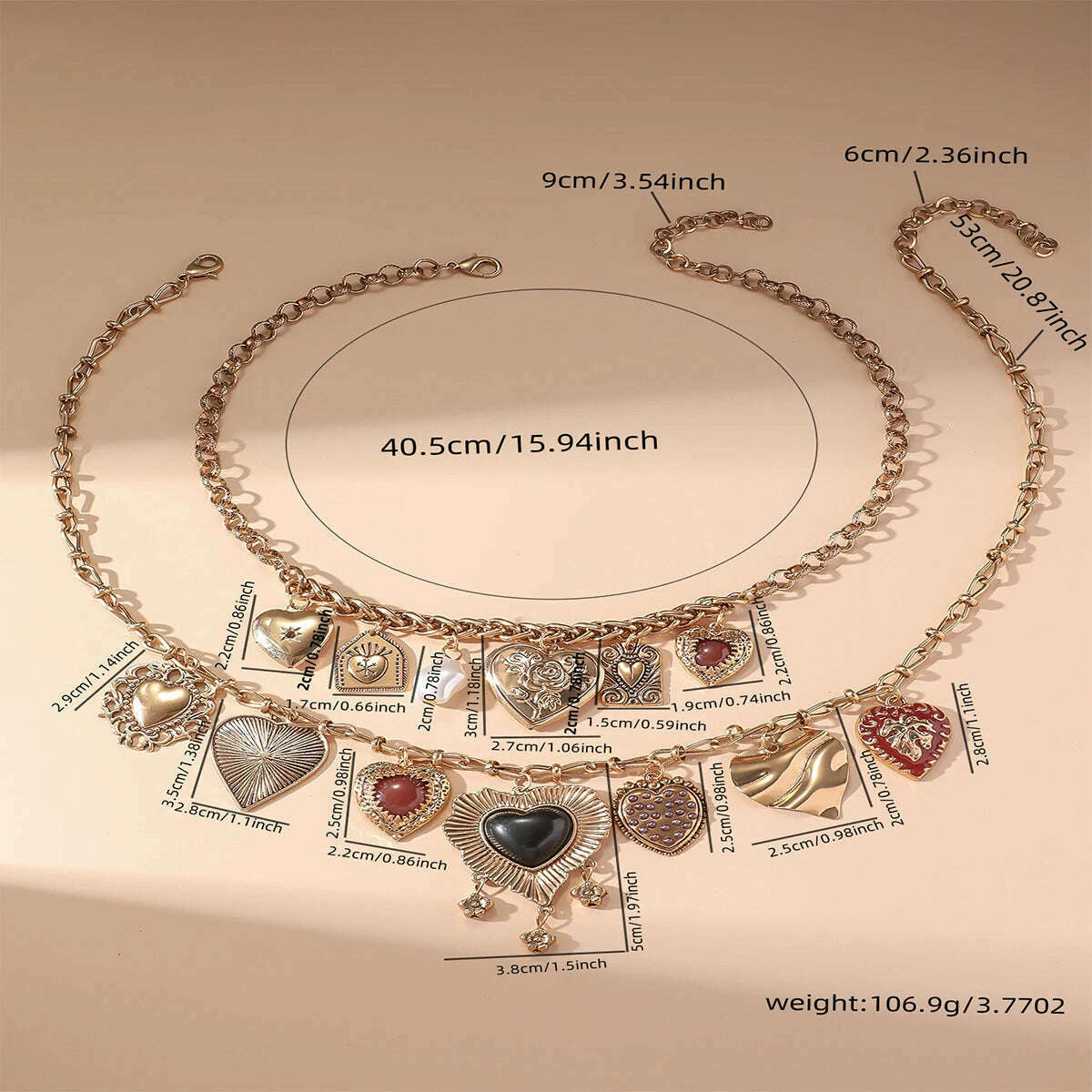 Fashion Punk Metal Heart Pendant Necklaces for Women Vintage Double Layered Choker Chain Necklaces Luxury Party Jewelry Gifts