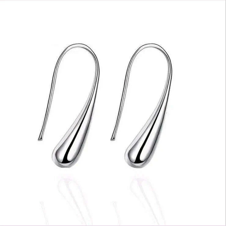 Fashion S925 Silver Needle Earrings Ring Bracelet Set Simple Personality Womens Water Drop Four-piece Jewelry Set for Women Gift