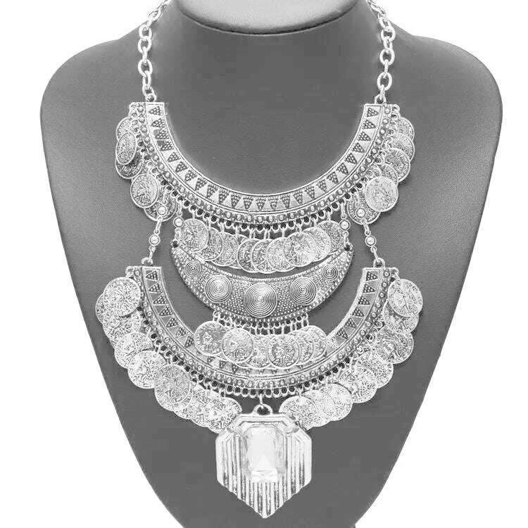 Fashion Vintage Large Collar Choker Necklace Women Long Maxi Chunky Big Bib Indian Statement Necklace Jewelry Accessories Woman
