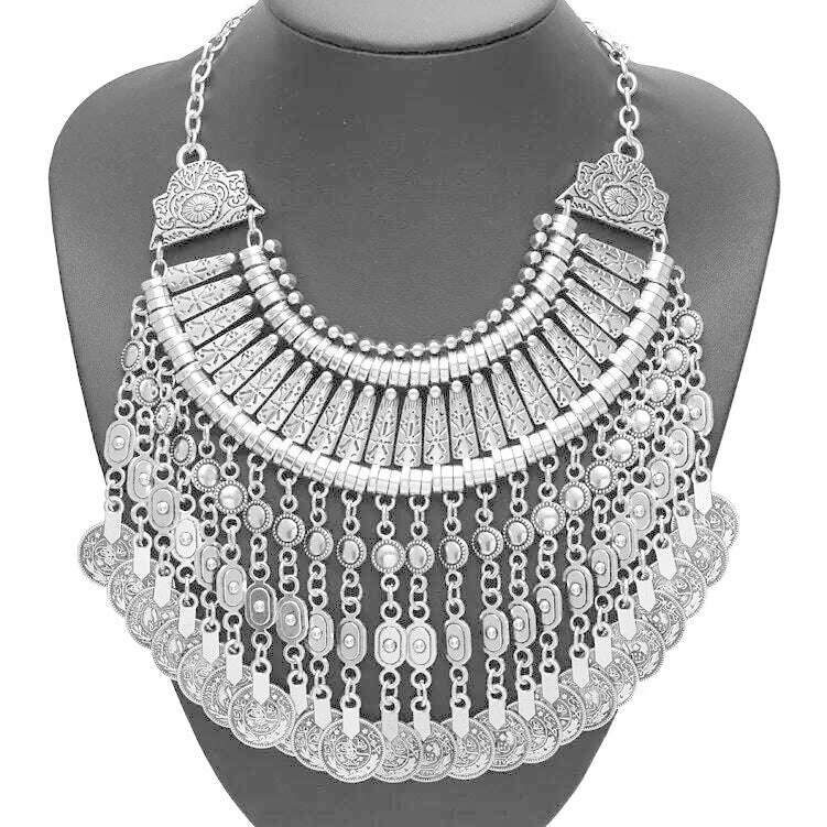 Fashion Vintage Large Collar Choker Necklace Women Long Maxi Chunky Big Bib Indian Statement Necklace Jewelry Accessories Woman