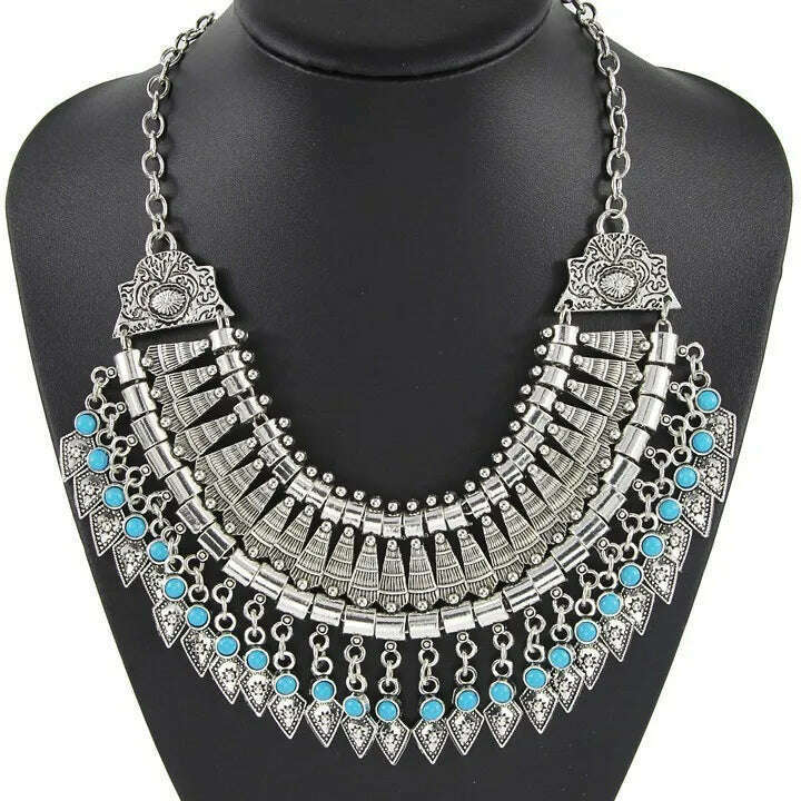 Fashion Vintage Large Collar Choker Necklace Women Long Maxi Chunky Big Bib Indian Statement Necklace Jewelry Accessories Woman