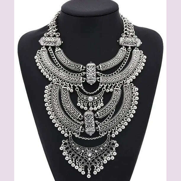 Fashion Vintage Large Collar Choker Necklace Women Long Maxi Chunky Big Bib Indian Statement Necklace Jewelry Accessories Woman