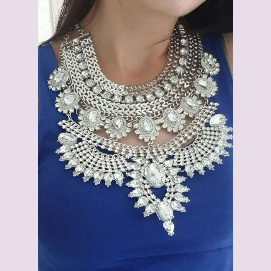 Fashion Vintage Large Collar Choker Necklace Women Long Maxi Chunky Big Bib Indian Statement Necklace Jewelry Accessories Woman