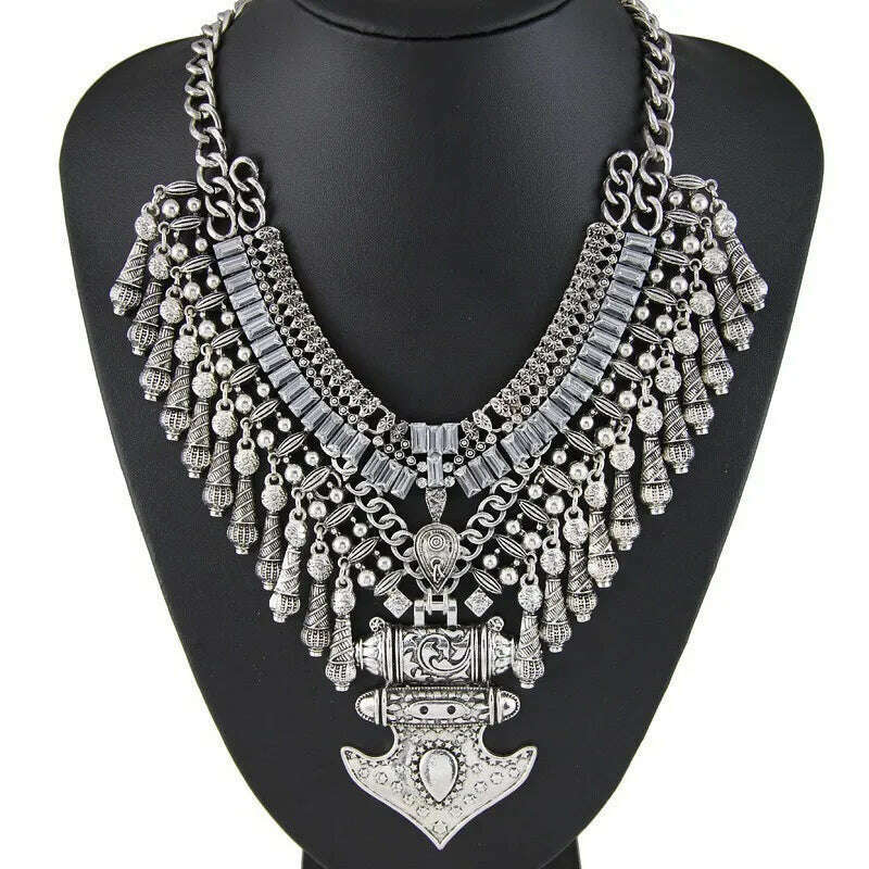 Fashion Vintage Large Collar Choker Necklace Women Long Maxi Chunky Big Bib Indian Statement Necklace Jewelry Accessories Woman