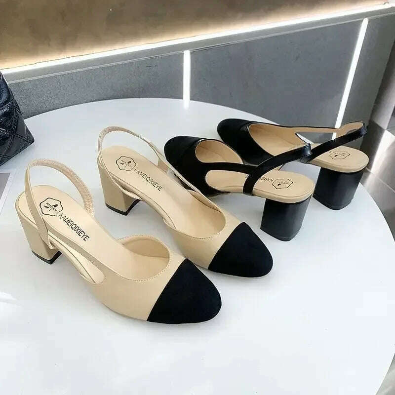 Fashion Women Shoes Woman Dress Shoes Mid Heel Square Head Wedding Party Sandals Casual Shoes