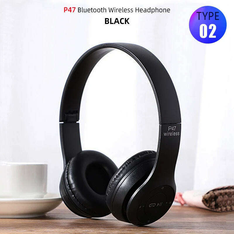 Foldable Sport Earphone HiFi Headset Wireless Headphones Bluetooth Music Headset Over Ear Bass Earphone With Mic Support TF Card