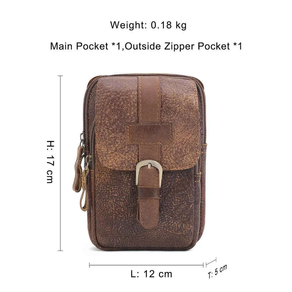 Genuine Leathe Waist Packs Men Waist Bags Travel Fanny Pack with Cell Phone Pouch Waist Casual Multifunction Belt Bag