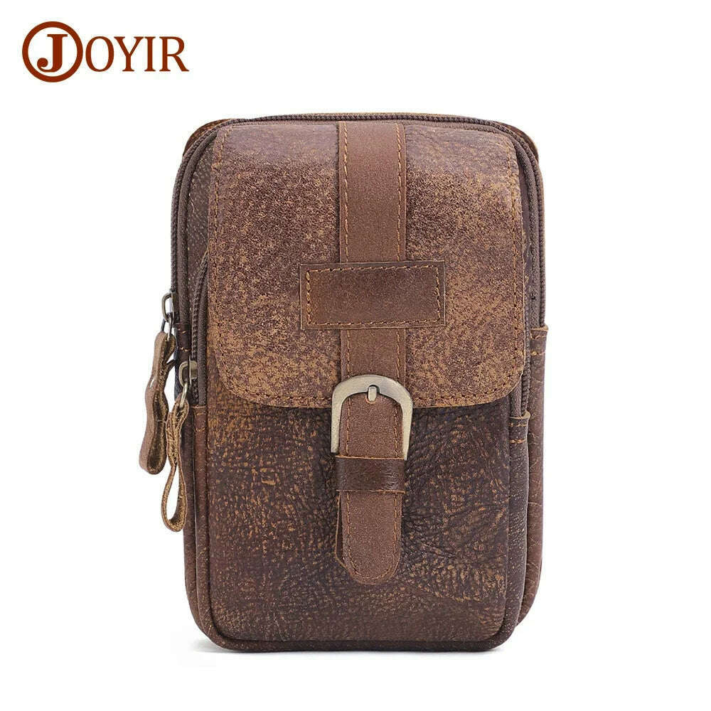 Genuine Leathe Waist Packs Men Waist Bags Travel Fanny Pack with Cell Phone Pouch Waist Casual Multifunction Belt Bag