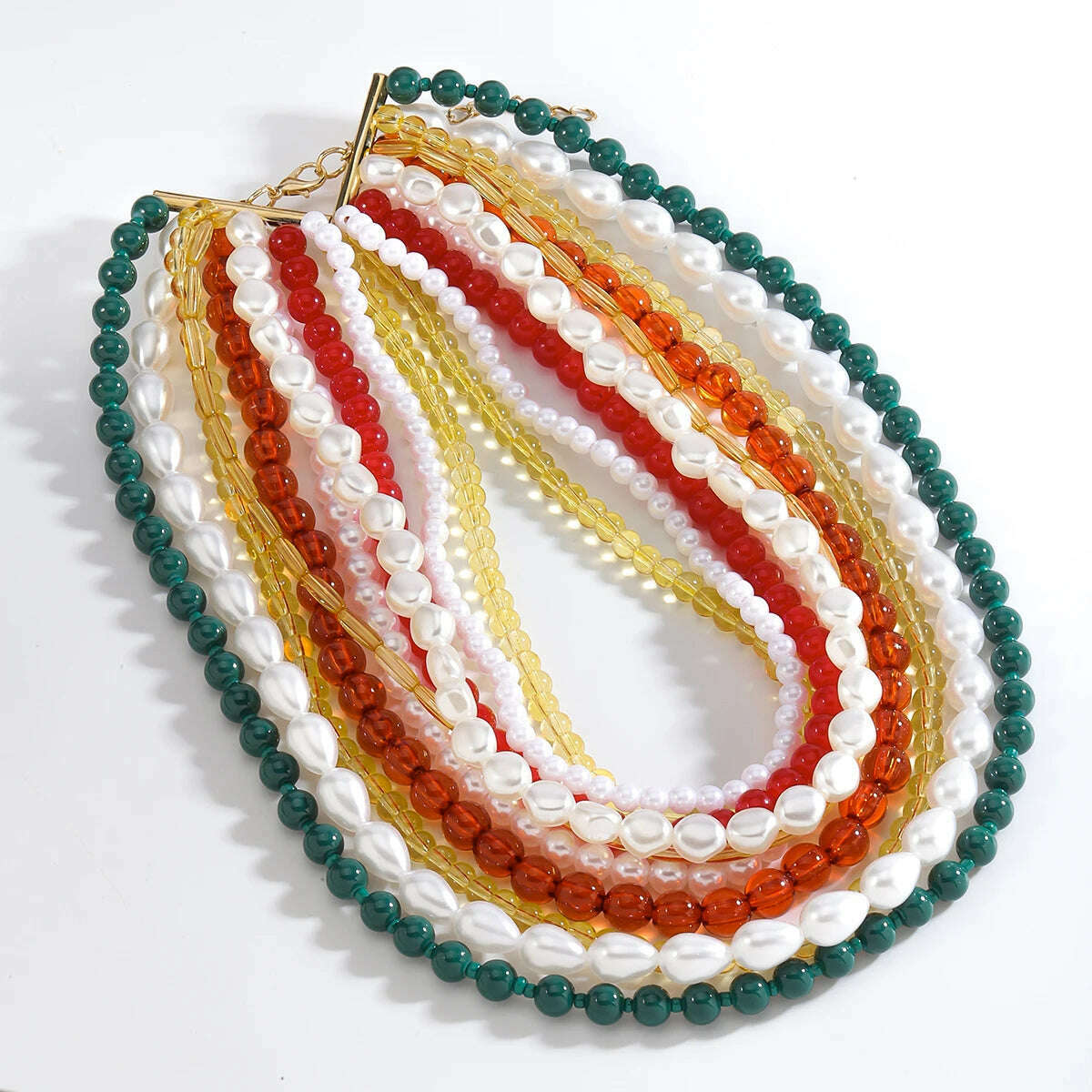 Girlgo ZAA Multi-Layered Beaded Pearl Choker Necklace Flapper Beads Cluster Long Choker Necklace Multi-Strand Statement Necklace