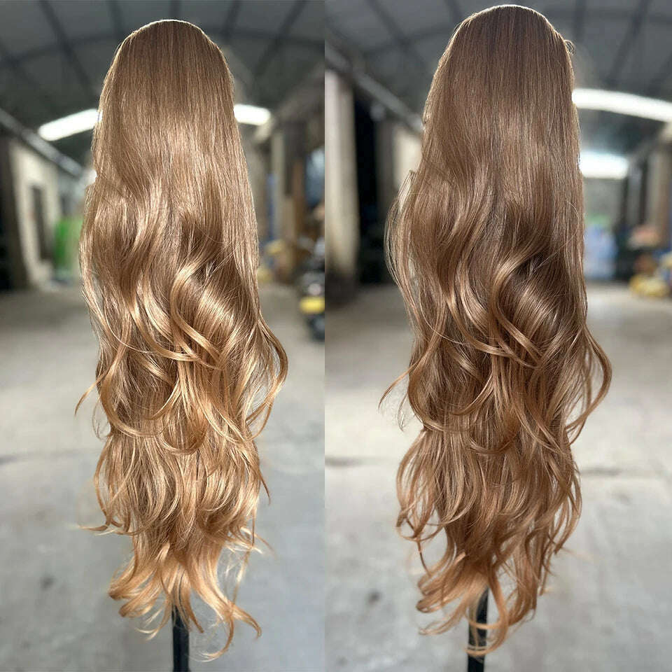 Gladys Weave Ponytail Extensions Synthetic Long 28 Inches Curls Ponytail For Women Horse False Weave Pony Tail Overh Free Ship