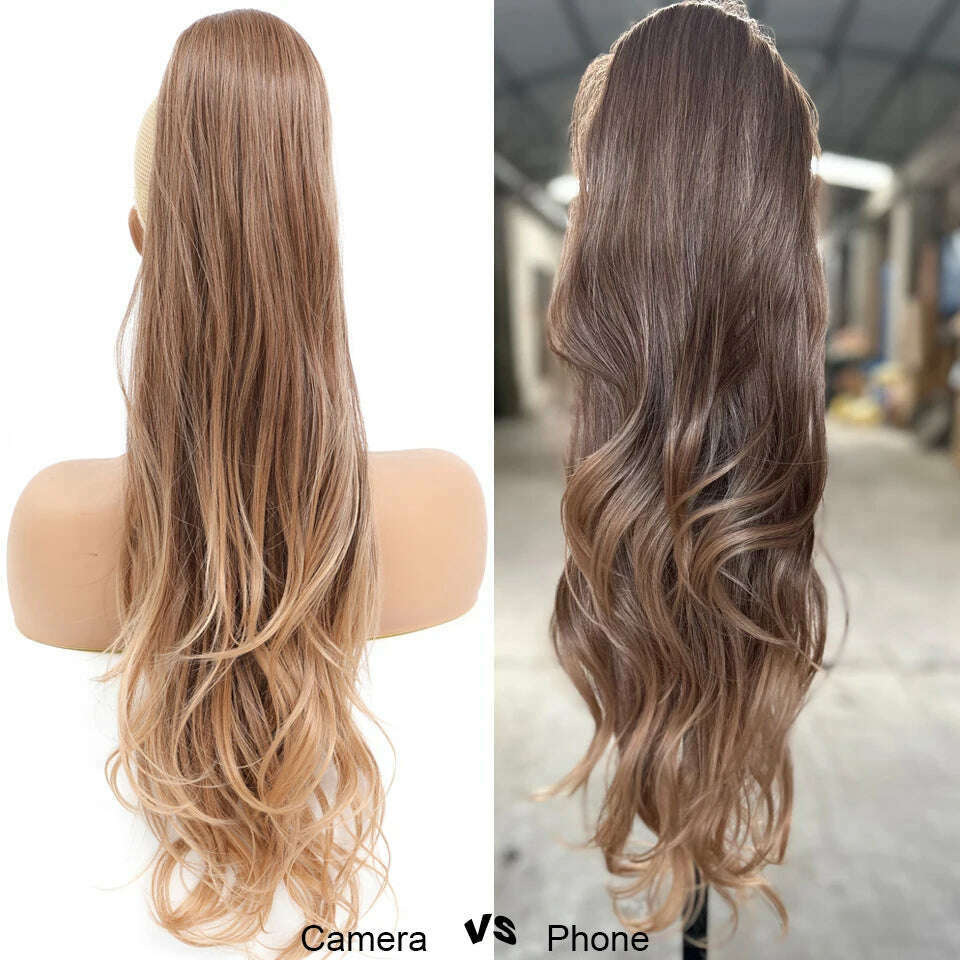 Gladys Weave Ponytail Extensions Synthetic Long 28 Inches Curls Ponytail For Women Horse False Weave Pony Tail Overh Free Ship