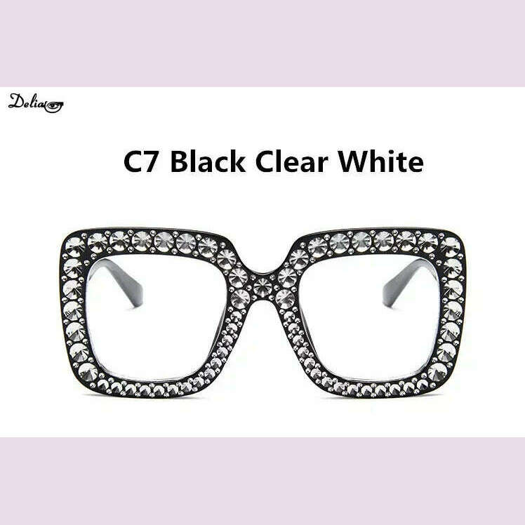 Glitter Women Sunglasses Brand Design Flash Square Shades Mirror Female Sun Glasses Bezel Bling Rhinestones