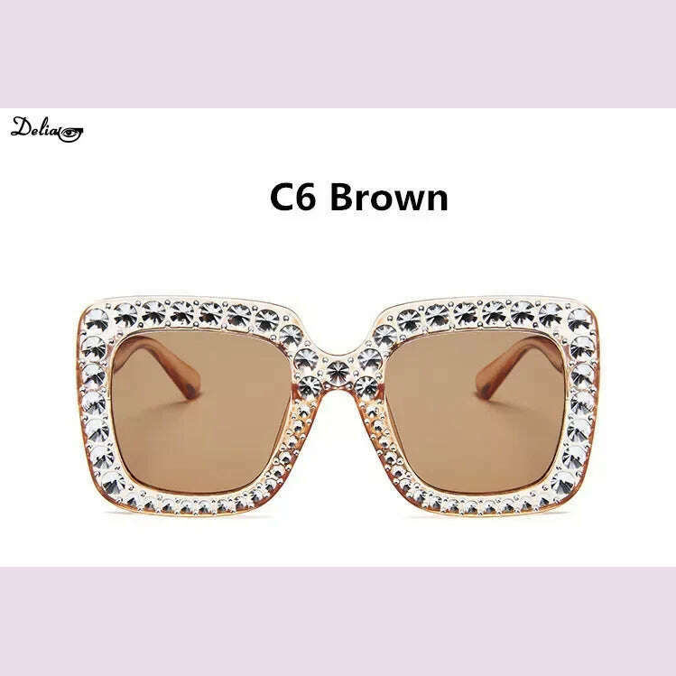 Glitter Women Sunglasses Brand Design Flash Square Shades Mirror Female Sun Glasses Bezel Bling Rhinestones