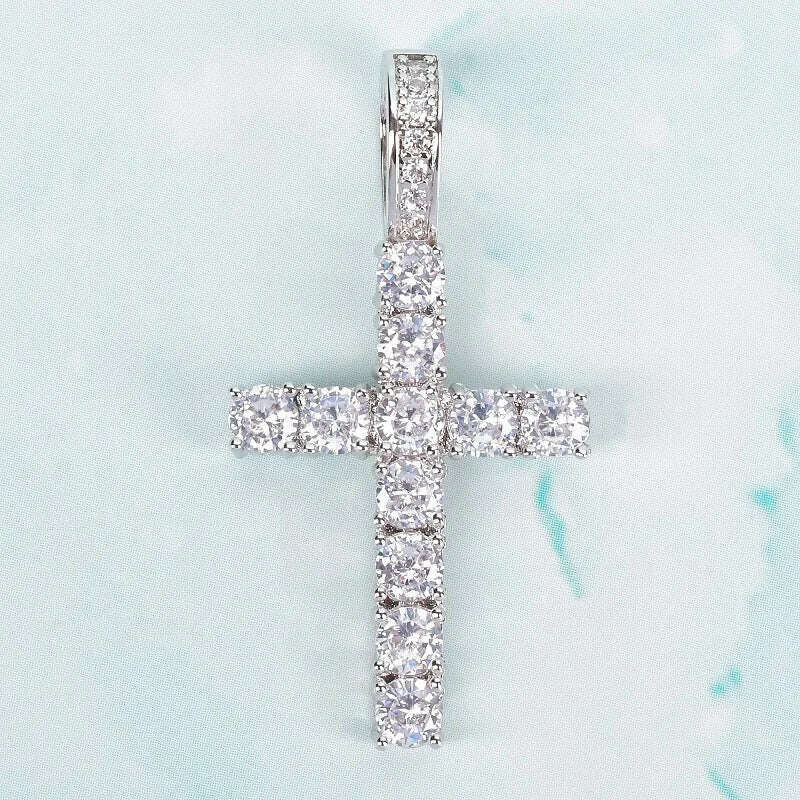 Gold Color Zircon Cross Pendant For Men Women Plated Hip Hop Rock Street Iced CZ Necklace Jewelry