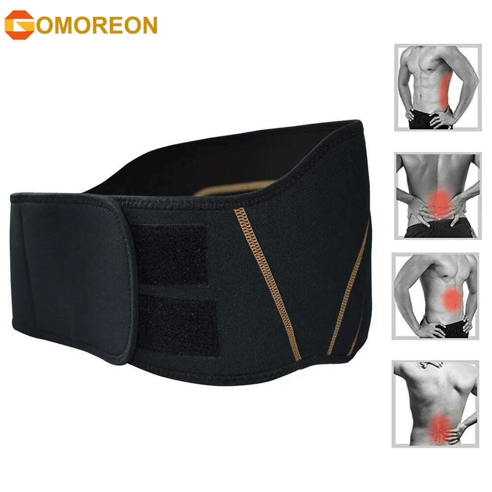 GOMOREON Back Brace - Copper Infused Lower Lumbar Support Belt. Relief for Muscle & Ligament Strain, Arthritis- Fits Men & Women