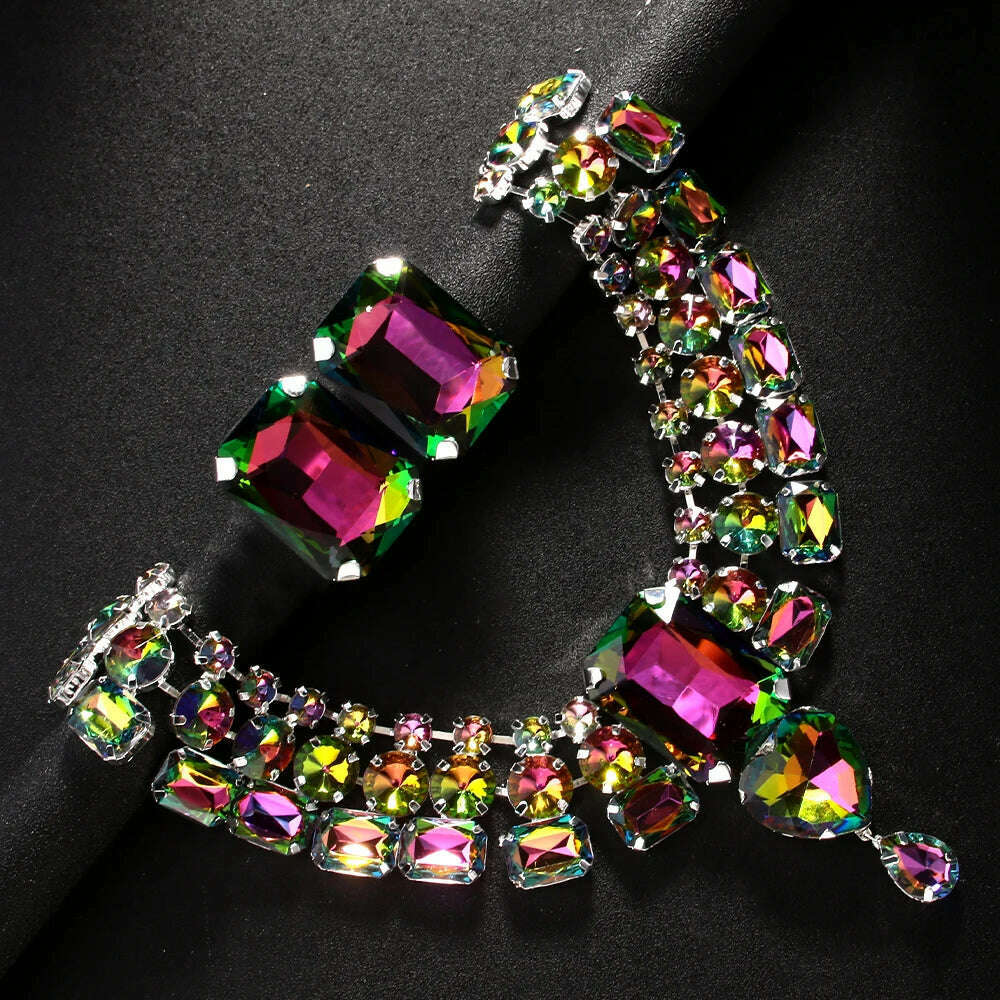 Gorgeous Large Necklace Earring Set Indian Boho Party Wedding Gift Statement Oversized Drag Queen Costume Necklace Jewelry