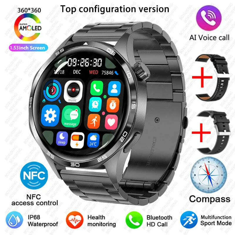 GT5 PRO Smart Watch Men Watch 5 Pro AMOLED HD Screen Bluetooth Call GPS Trajectory NFC Heart Rate Compass SmartWatches 2025 New