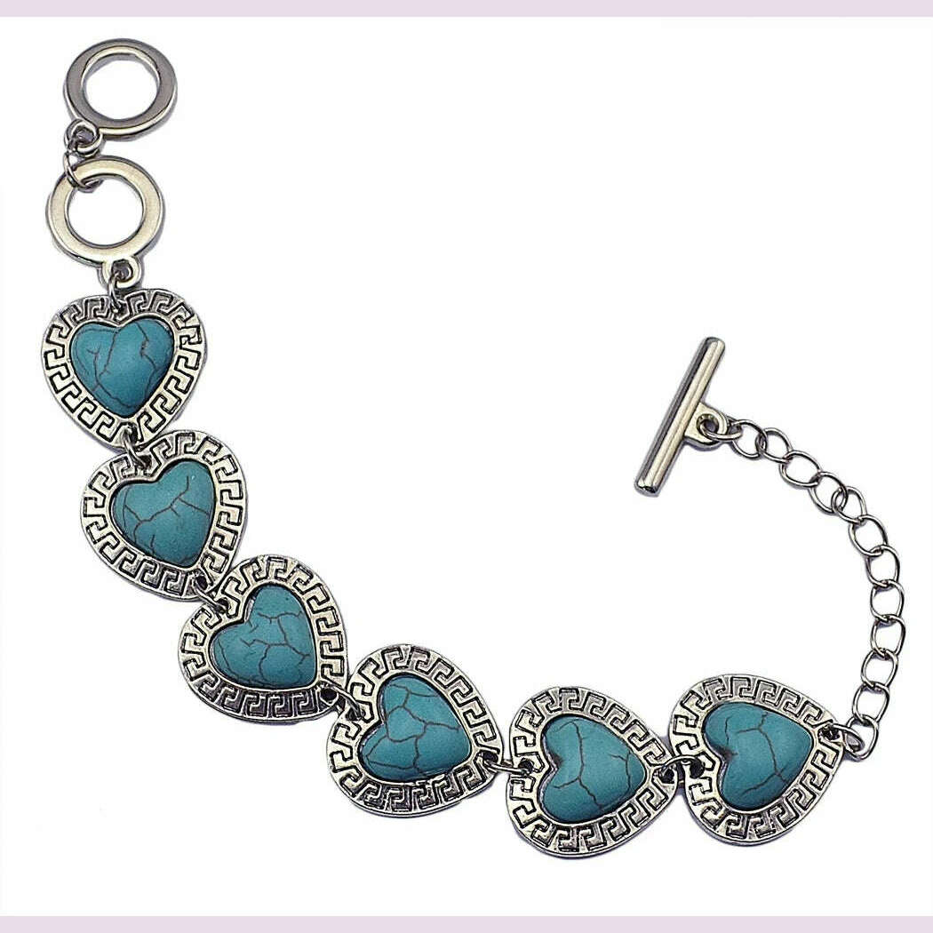 Gypsy Tribal Tibetan Bracelet for Women Boho Vintage Silvery Men's Turquoise Elastic Bangle Afghan Turkish Ethnic Indian Jewelry