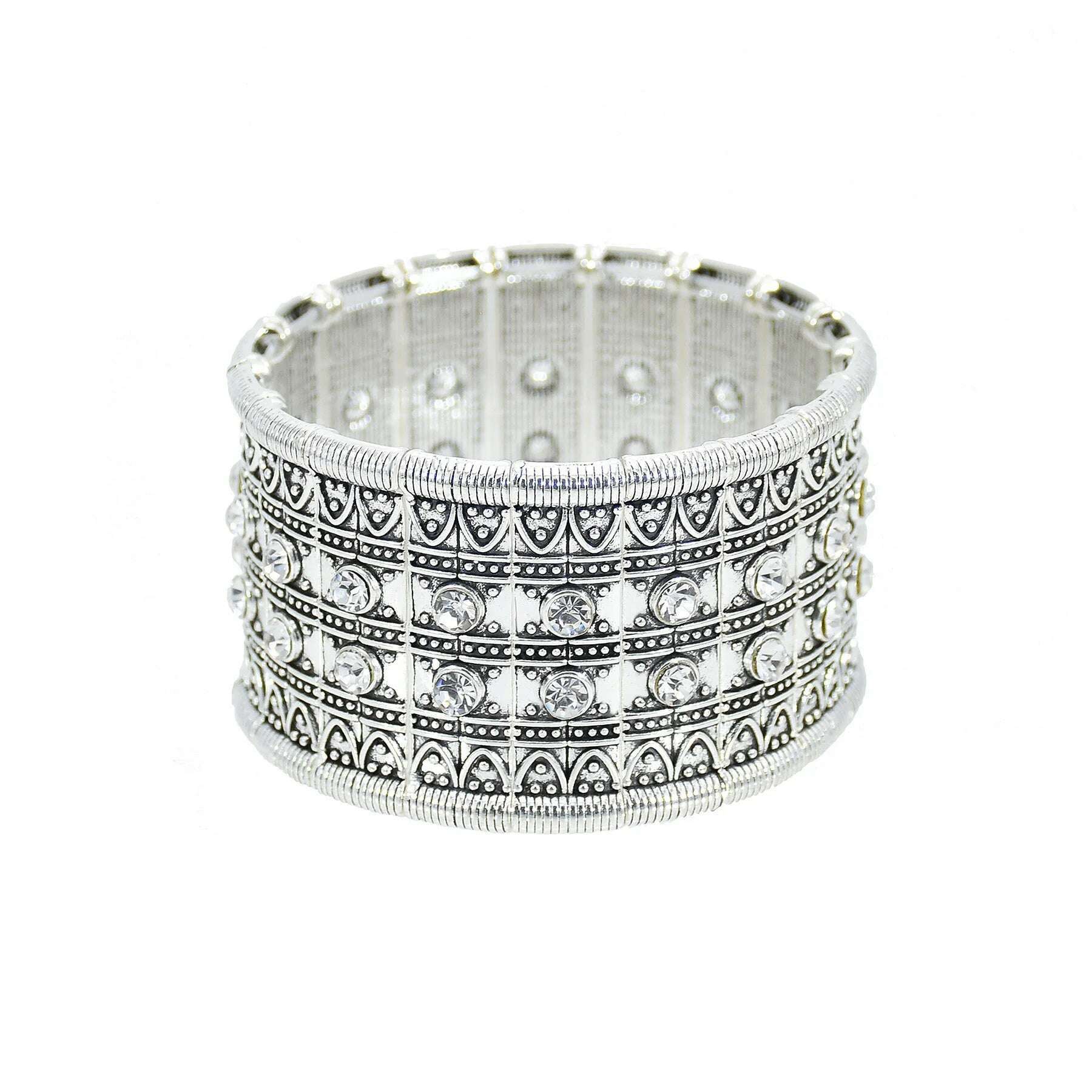 Gypsy Tribal Tibetan Bracelet for Women Boho Vintage Silvery Men's Turquoise Elastic Bangle Afghan Turkish Ethnic Indian Jewelry
