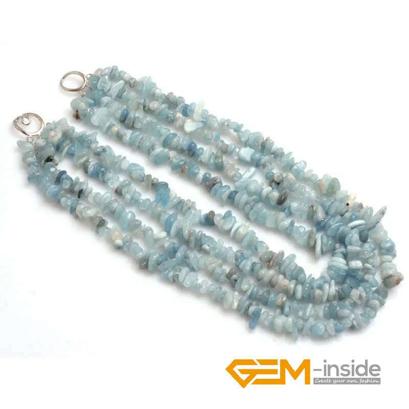 Handmade Assorted Chips Beaded Jewelry 17-20 Inch Multi Strands Cluster Statement Long Necklace For Women Gifts