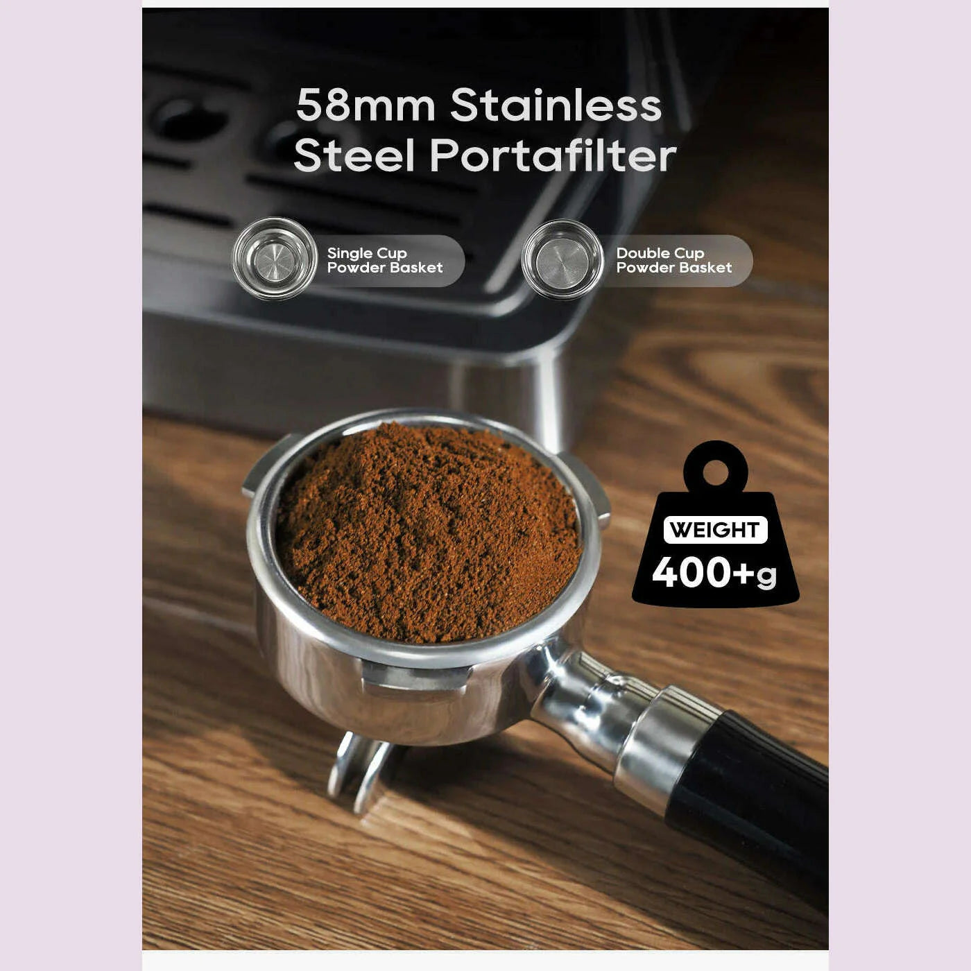 HiBREW 20Bar Semi Automatic Espresso Coffee Machine Temperature Adjustable 58mm Portafilter Cold/Hot Coffee Maker Metal CaseH10A