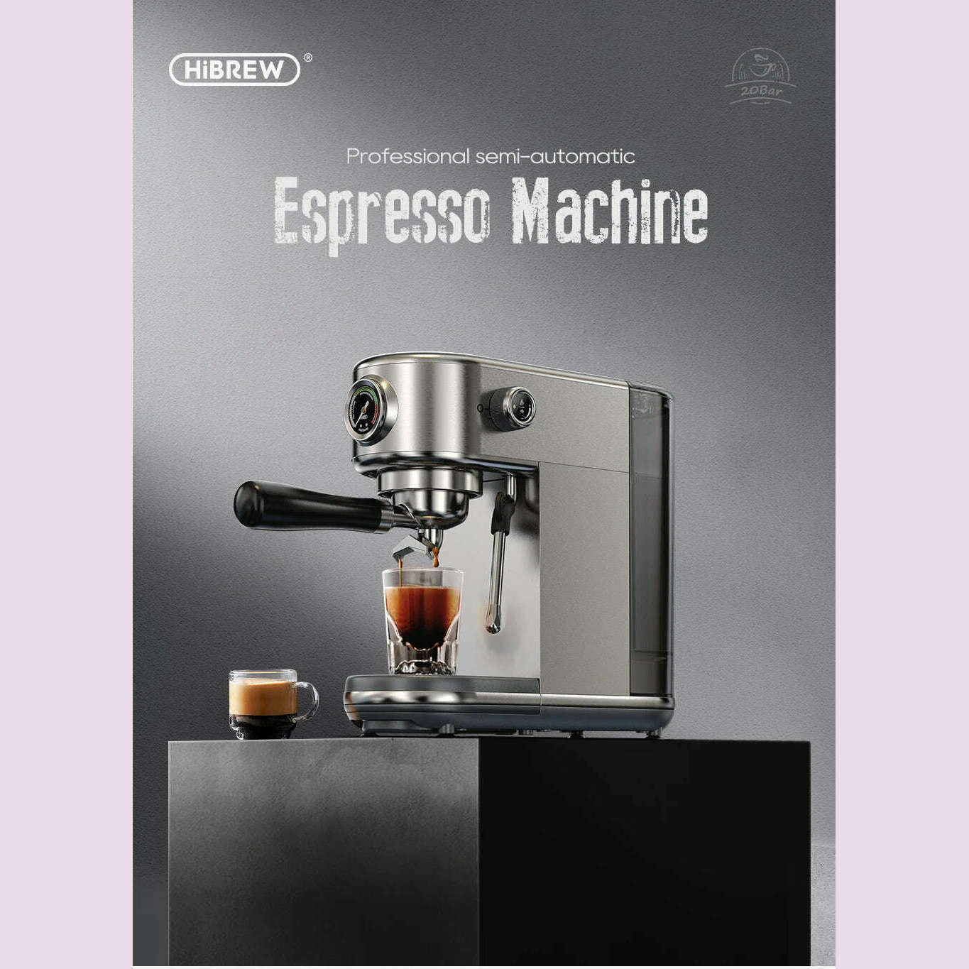 HiBREW 20Bar Semi Automatic Espresso Coffee Machine Temperature Adjustable Cold/Hot Super Slim Coffee Maker Cappuccino H10B