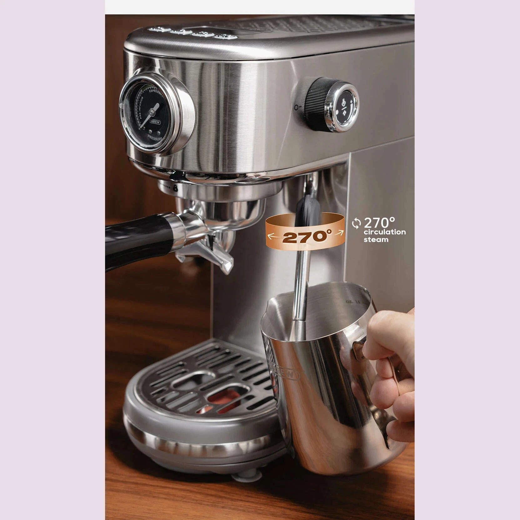 HiBREW 20Bar Semi Automatic Espresso Coffee Machine Temperature Adjustable Cold/Hot Super Slim Coffee Maker Cappuccino H10B