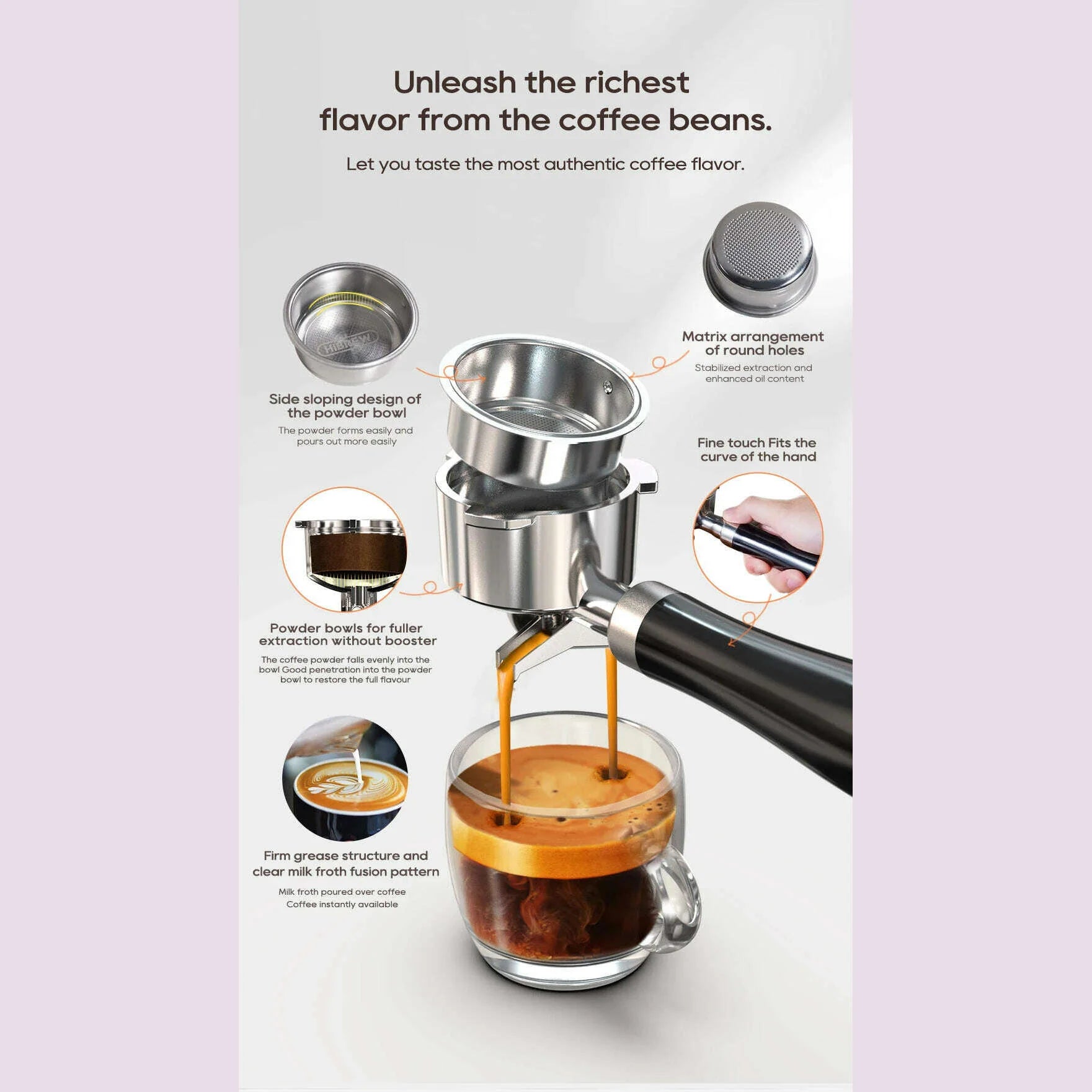 HiBREW 20Bar Semi Automatic Espresso Coffee Machine Temperature Adjustable Cold/Hot Super Slim Coffee Maker Cappuccino H10B