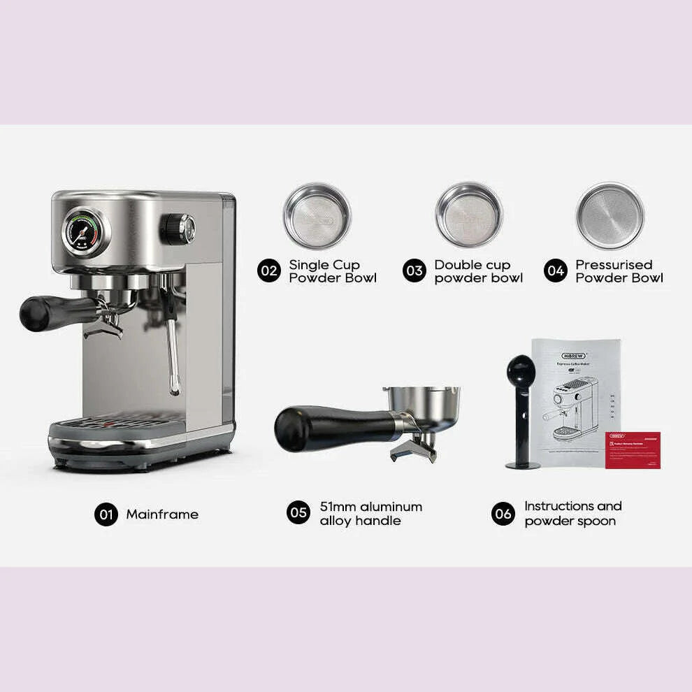 HiBREW 20Bar Semi Automatic Espresso Coffee Machine Temperature Adjustable Cold/Hot Super Slim Coffee Maker Cappuccino H10B