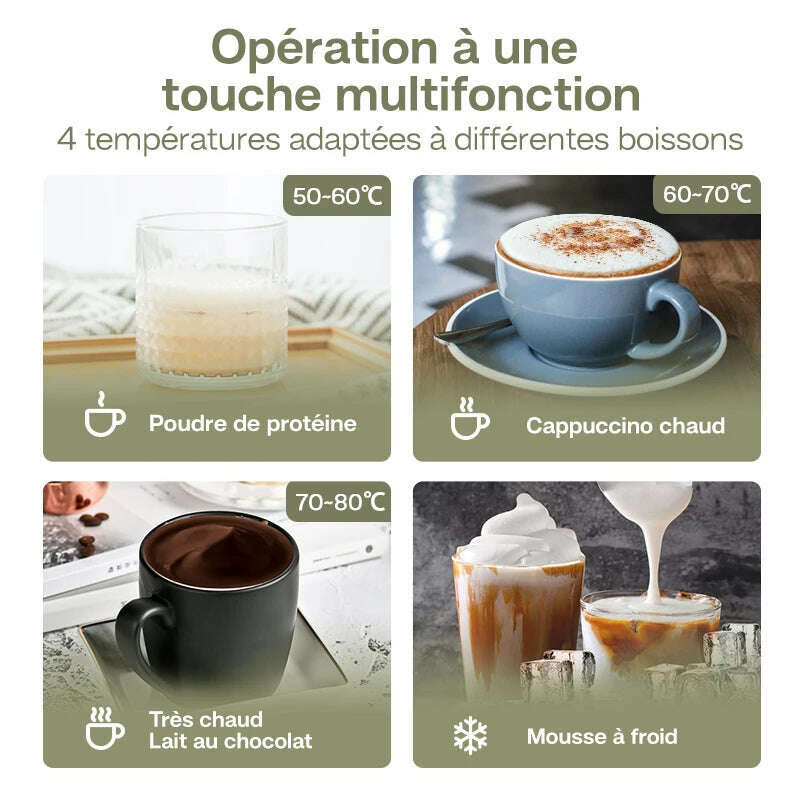 HiBREW 4 in 1 Milk Frother Frothing Foamer Fully automatic Milk Warmer Cold/Hot Latte Cappuccino Chocolate Protein powder M3