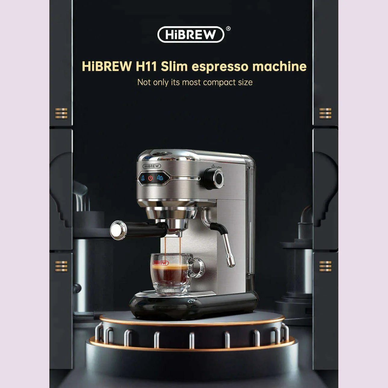 HiBREW Coffee Maker Cafetera 20 Bar Inox Semi Automatic Super Slim ESE POD & Powder Espresso Machine Hot Water H11