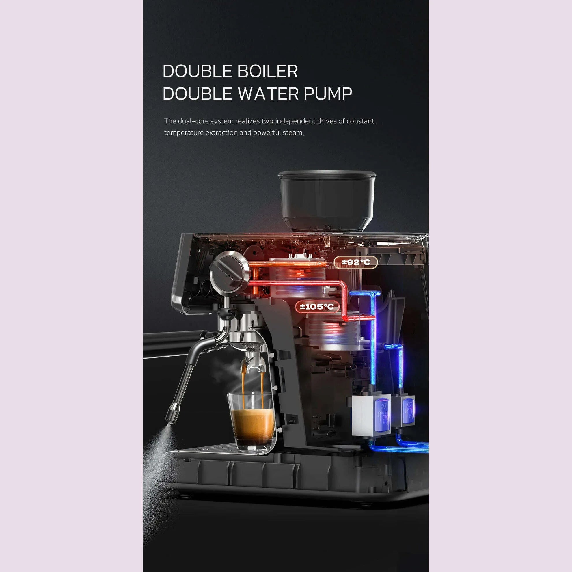 HiBREW Dual Boiler System Barista Pro 20Bar Bean to Espresso Cafetera Coffee Machine with Full Kit for Cafe Hotel Restaurant H7A