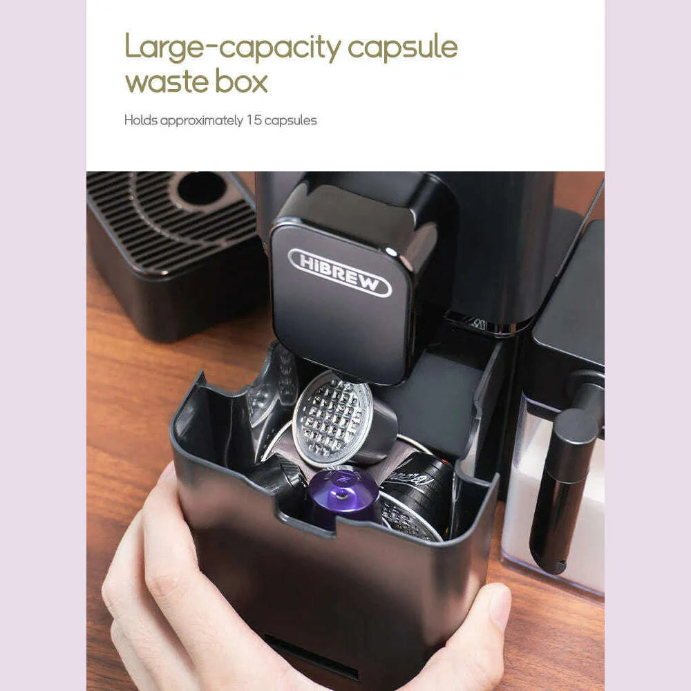 HiBREW Nes Capsule Coffee Machine Automatic Frothed Milk Cappuccino and Latte Espresso Coffee Maker H15