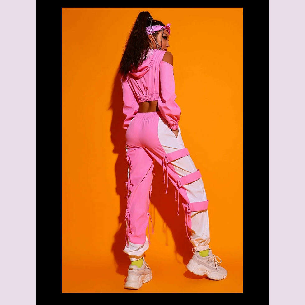 Hip Hop Dance Clothes For Adult Jazz Dance Wear Pink Dancer Outfit Designer Clothes Stage Costume Sexy DJ DS Clothing