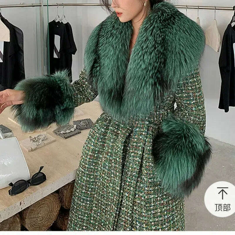 Hot Sale High-end Wool Coat Thick Imitation Fox Fur Quilted Suit Casacos De Inverno Feminino 2024 Long Winter Jacket Women