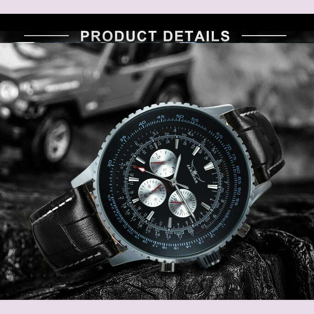 JARAGAR Pilot Watch Military Mens Watches Top Brand Luxury Leather Strap Cool Male Clock Chronograph montre homme relógios Gift