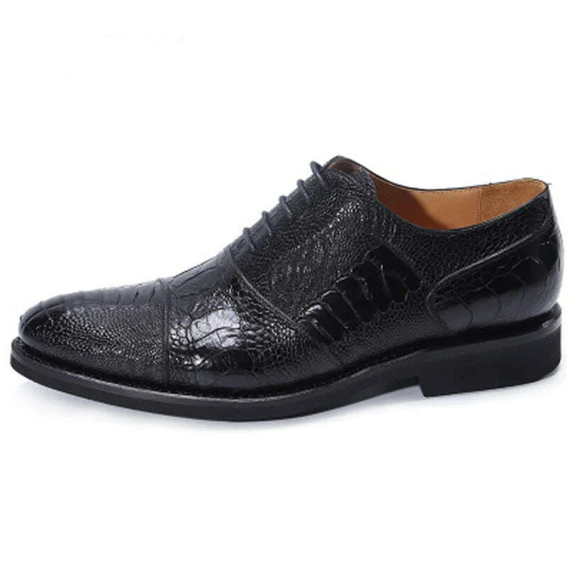 jineyu new Men shoes business leisure Ostrich leather menshoes ostrich Claw skin Rubber soles lace-up Men shoes