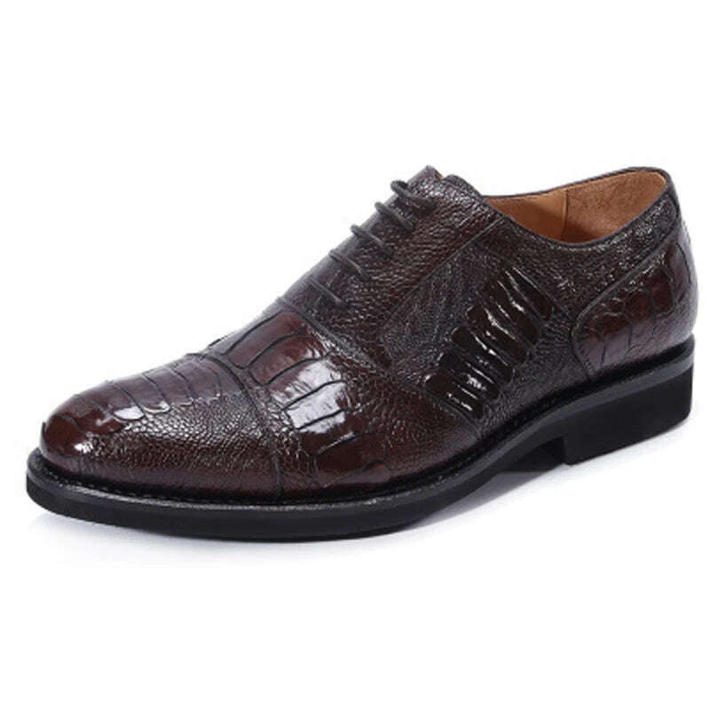jineyu new Men shoes business leisure Ostrich leather menshoes ostrich Claw skin Rubber soles lace-up Men shoes