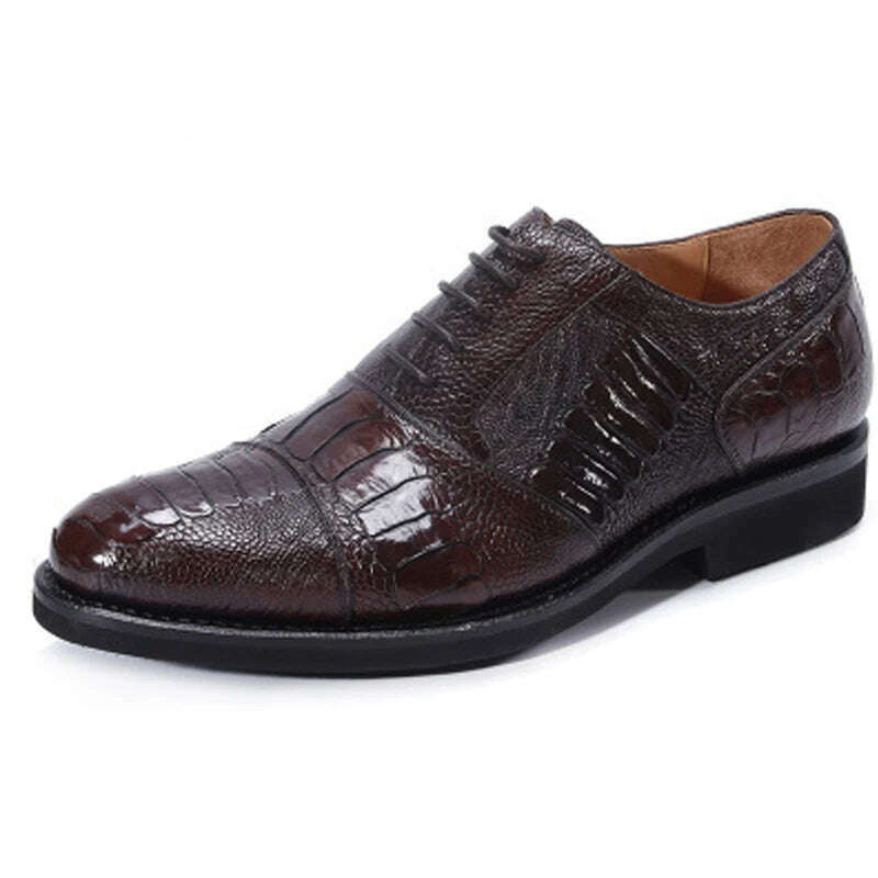 jineyu new Men shoes business leisure Ostrich leather menshoes ostrich Claw skin Rubber soles lace-up Men shoes