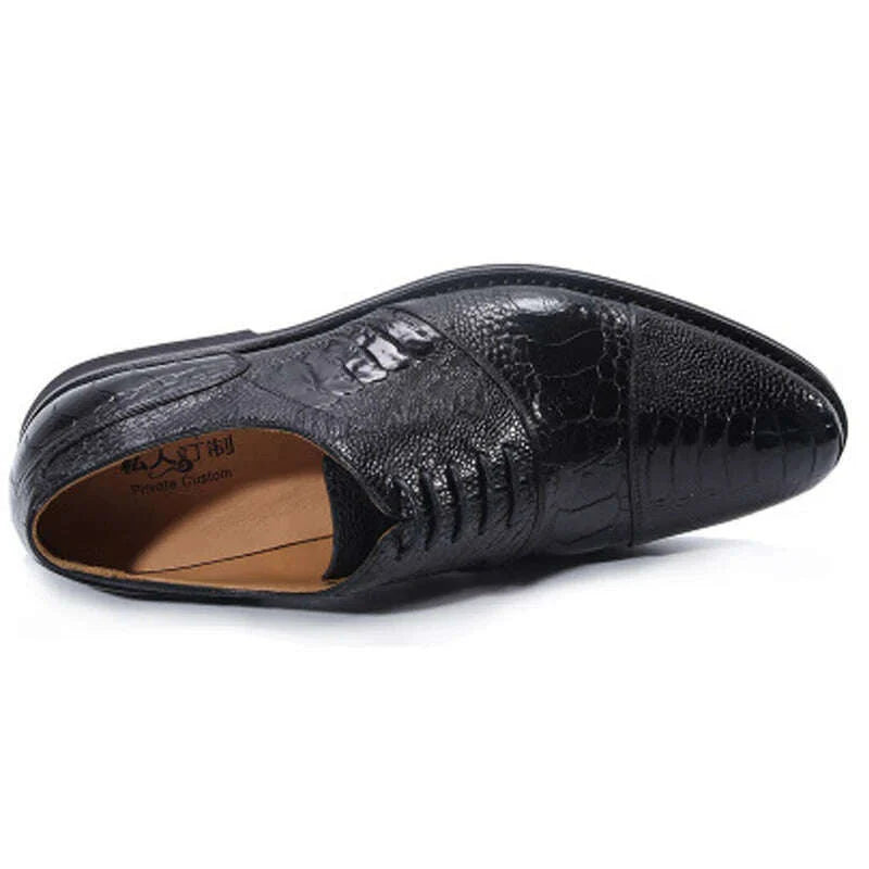 jineyu new Men shoes business leisure Ostrich leather menshoes ostrich Claw skin Rubber soles lace-up Men shoes