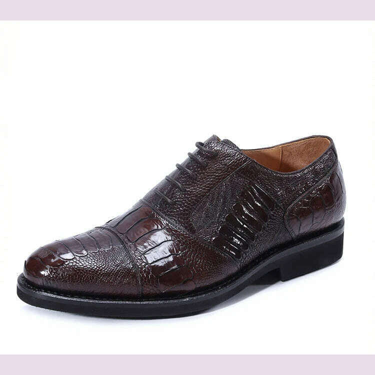 jineyu new Men shoes business leisure Ostrich leather menshoes ostrich Claw skin Rubber soles lace-up Men shoes