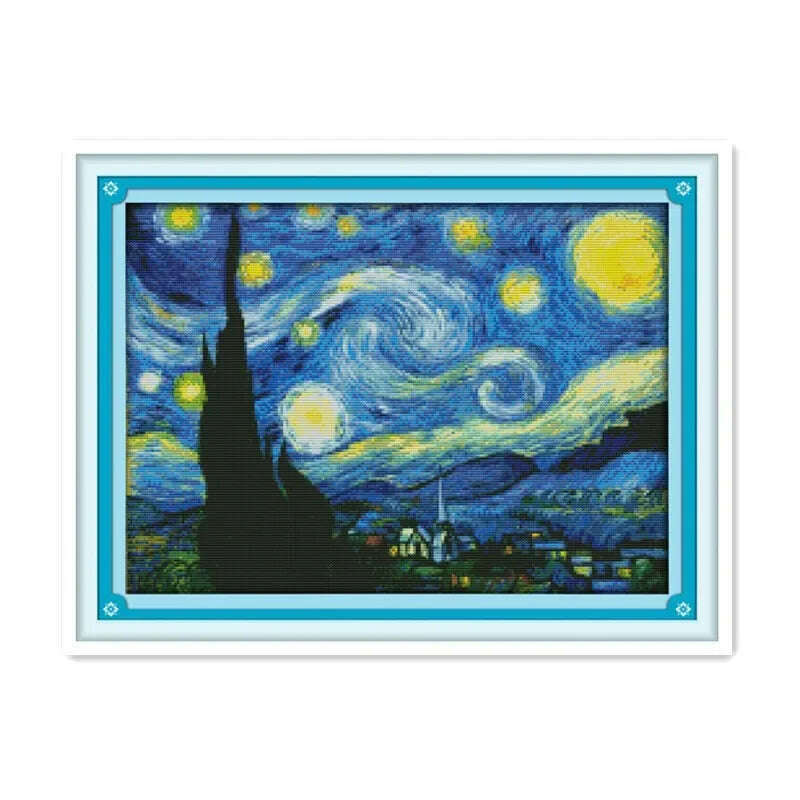 Joy Sunday Cross Stitch Kits Stamped Counted Fabric Aida 16/14/11CT DIY Hand Embroidery Set Abstract Art Home Decoracion Gift