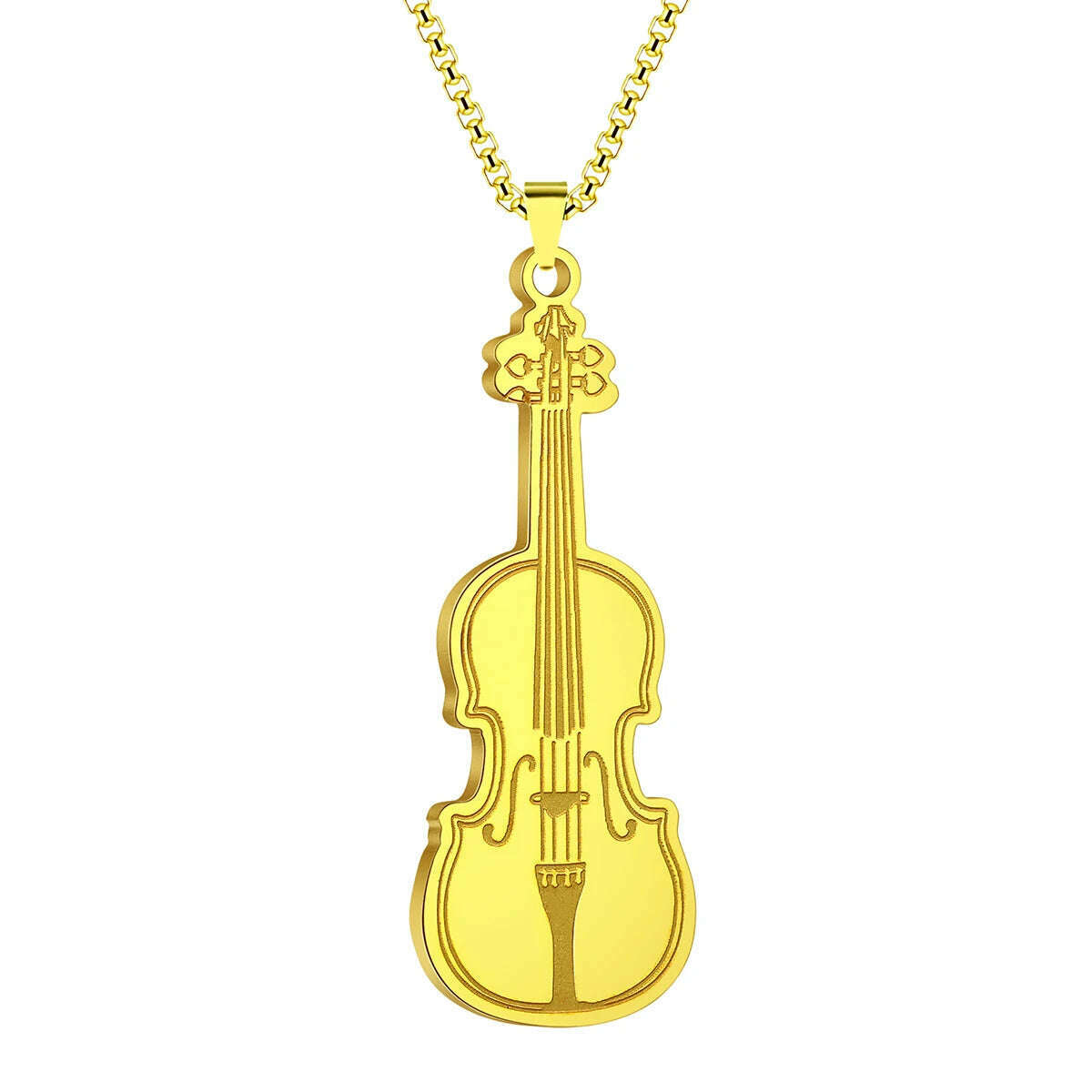 Kinitial Violin Ornament Pendant Necklace Women Iconic Stringed Instrument Musician Jewelry Stainless Steel Jewelry