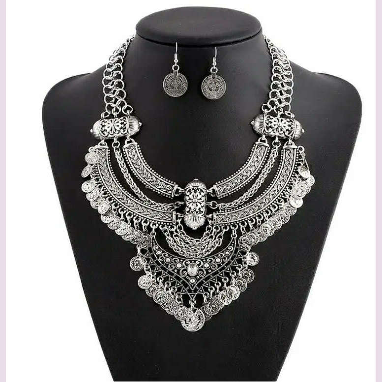 KMVEXO Gypsy Vintage Maxi Jewelry Trendy Collar Ethnic Bohemian Statement Necklace Women High Quality Crystal Choker Necklaces