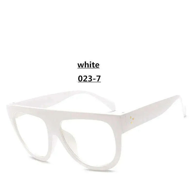 Lady Flat top Oversized Sunglasses Women Retro Female Big Frames UV400 Cat Eye Sunglass Electroplated Rivet Sun Glasses Shades