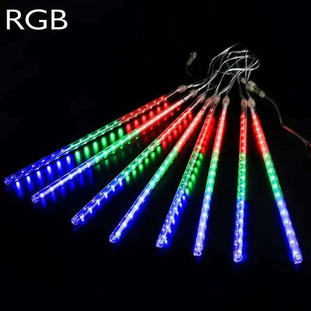 LED Meteor Shower Rain Lights Waterproof Falling Raindrop Fairy String Light for Christmas Holiday Party Patio Decor 50CM 30CM